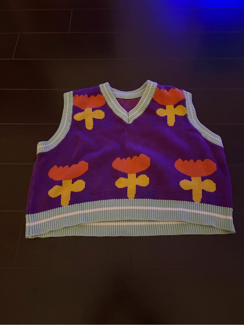 Purple Floral Knit Vest